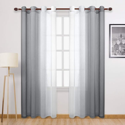 DWCN Grey Ombre Faux Linen Sheer Curtains by DWCN