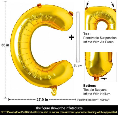 Lovoir 40 Inch Large Gold Letter C Balloons Big Size Jumbo Mylar Foil Helium - Image 2