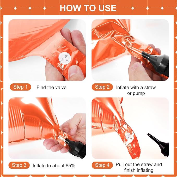 Orange Square Foil Balloons 25 Pcs Metallic Orange Balloons Wall Backdrop - Image 2