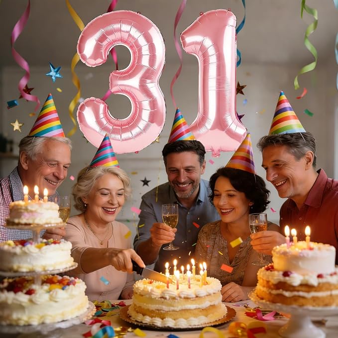 40 Inch Number 31 Balloons for 31st Birthday Party Decorations, 0-100 Jewelry - Image 2