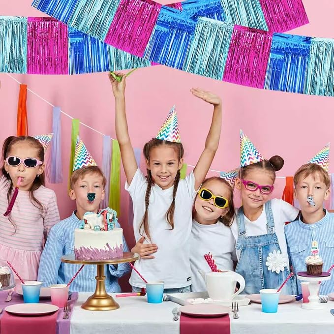 BEISHIDA Blue Fuchsia Fringe Garland Banner 30ft Wall Tinsel Foil Streamers | - Image 6