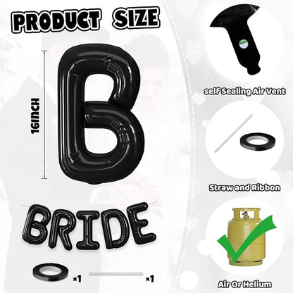 BRIDE Balloons Bachelorette, 16 inch Black Bride Balloons - Image 2