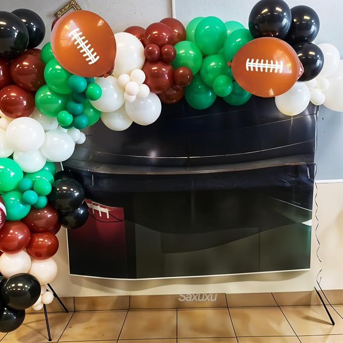 Football Balloon Arch Kit, Football Print Balloon Dark Green Brown White - Image 5