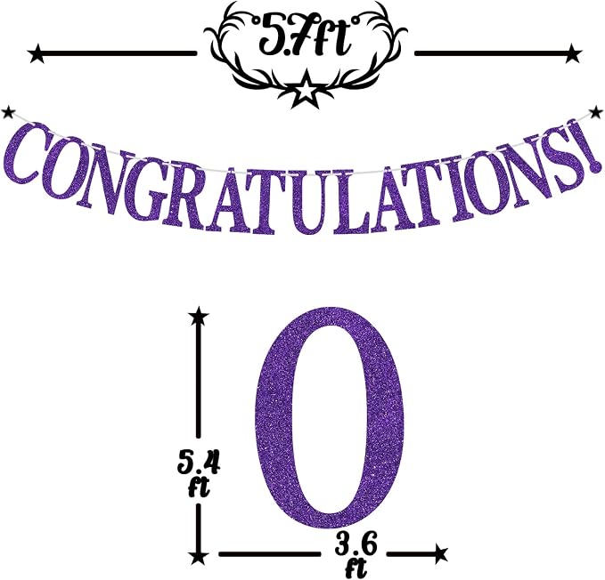 Purple Glitter Congratulations Banner, Congrats Grad/Class of 2026/So Proud of - Image 2