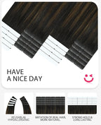 Youngsmile Invisi Edge Tape in Hair Extensions Human Hair #1B/4/27 Natural Black to Chocolate Brown and Caramel Blonde 20pcs 35g 16 Inch Injection Tape in Hair Extensions Human Hair (#1B/4/27,16'')