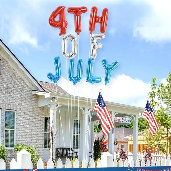 TONIFUL 16 Inch 4th of July Balloons Banner Fourth of July Letter Foil Balloons - Image 5