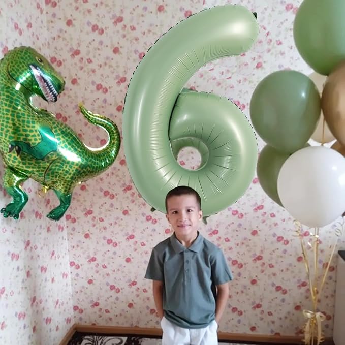 TONIFUL 40 Inch Sage Green Large Number 6 Balloon - Image 3