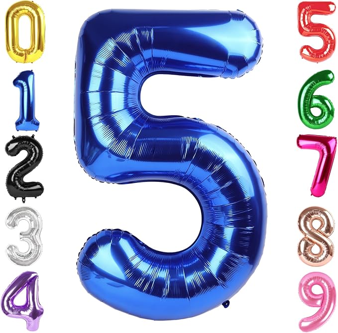 40 Inch Navy Blue Number 5 Balloon, 5th Blue Birthday Party Decorations | 40 by Hadoife