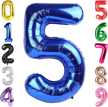 40 Inch Navy Blue Number 5 Balloon, 5th Blue Birthday Party Decorations | 40 by Hadoife