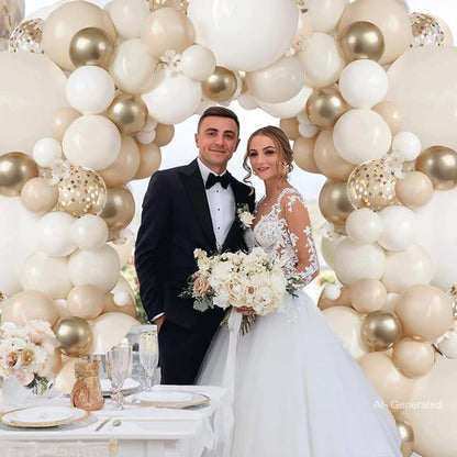 Sand White Ivory Gold Balloon Arch Kit, Party Decoration | Light White Beige - Image 6