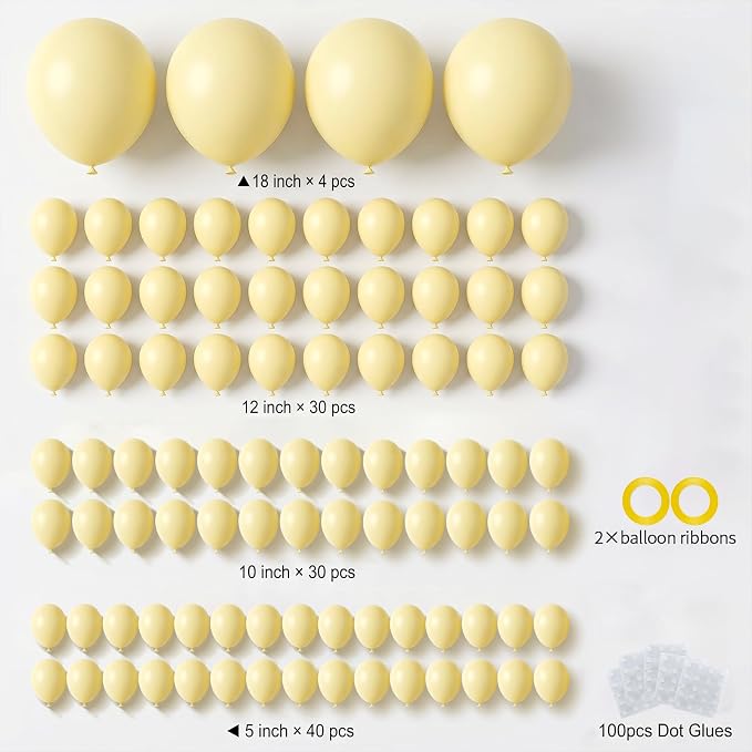 104pcs Pastel Yellow Balloon Garland Arch Kit, 18 12 10 5 Inch | Different - Image 2