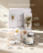 Coralogo Coconut Spa Gifts for Women - 15pc Self-care Spa Gift Basket with Bath Salt, Greeting Card - Thinking of You Basket for Her Birthday, Christmas, Mother's Day, Valentine's Day