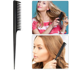 Leinuosen 3 Pcs Triple Teasing Comb Rat Tail Tool Tease Layers Pintail Comb for Women Back Root Teaser Adding Volume Structure Styling(Black)