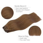 WENNALIFE Clip in Hair Extensions Real Human Hair, 18 Inch 120g 7pcs Human Hair Extensions Clip In Human Hair, Light Auburn Brown Hair Extensions Clip In Real Hair Coloured Remy Human Hair Extensions