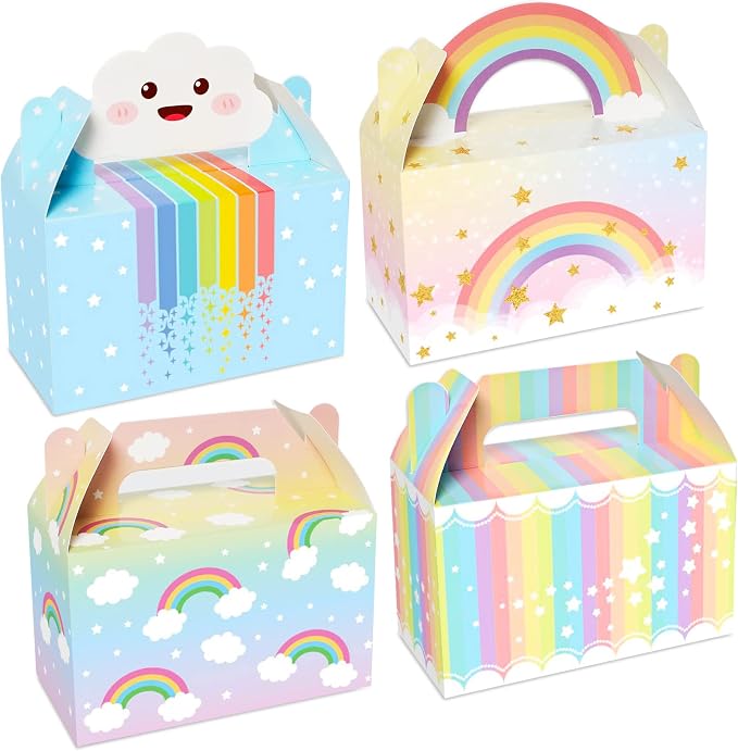 Tevxj 24 Pack Rainbow Party Favor Boxes Cloud Birthday Treat Bags Pastel by Tevxj