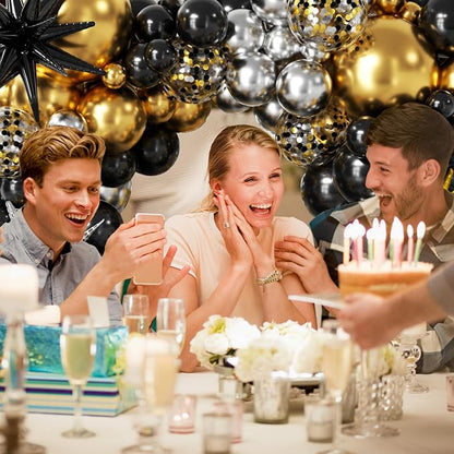 LOOLEY 137Pcs Black Gold and Silver Balloons Garland Arch Kit - Image 5