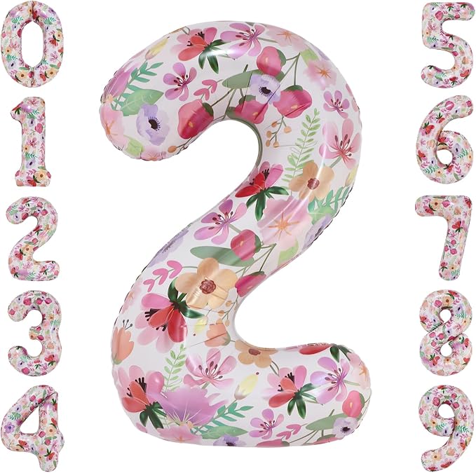 Flower Balloons 40 Inch Floral Number 2 Balloon by cocodino