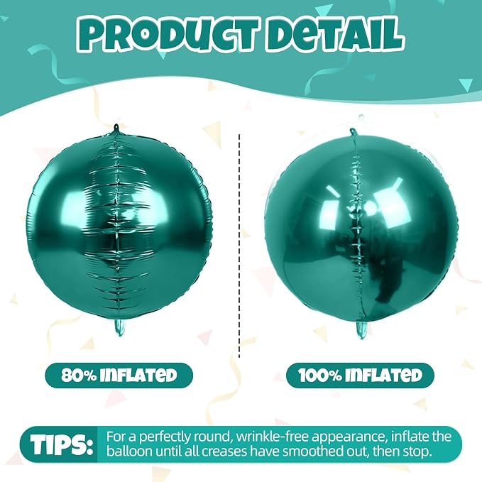 12Pcs Dark Green Round Balloons Foil, Large Emerald Balloons - Image 9