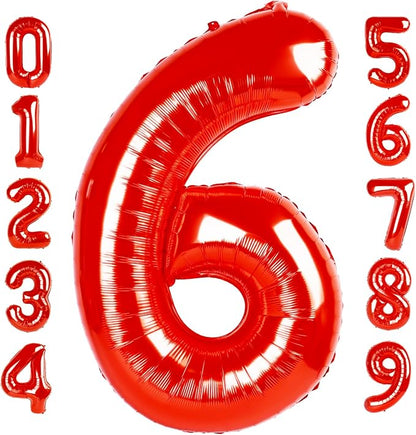 Number 6 Balloons 40 Inch Red Balloon by Mluchee