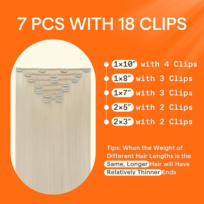 Full Shine Blonde Clip in Extensions Blonde Clip ins Real Human Hair for Pixie Cut for Cosplay 10 Inch 7 Pcs 95 G