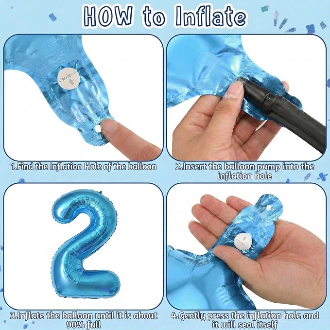 Light Blue Number 2 Balloon 40 Inch, Foil Numeral - Image 5