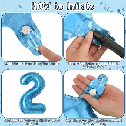 Light Blue Number 2 Balloon 40 Inch, Foil Numeral - Image 5