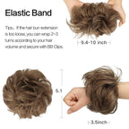 FESHFEN Human Messy Buns - 100% Human Hair Bun Real Scrunchies Hair Pieces Ponytail Extensions Wavy Tousled Updo Chignon Hairpieces for Women, Ash Brown