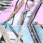 Teenitor 5pcs Rhinestone Beaded Headbands, No Slip Jeweled Head Wraps Women Girls Hair Headbands
