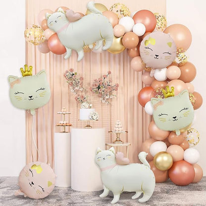 6 Pcs Cat Foil Balloons Giant Cute Pet Cat Balloons Crown Kitty Cat Head - Image 4