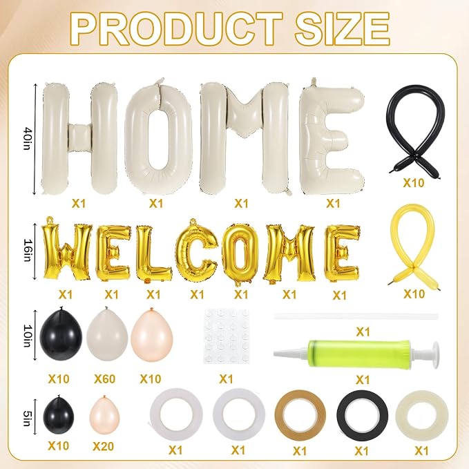 147 Pcs Housewarming Party Decorations, Cream Black Mettalic Gold Balloons - Image 2