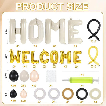 147 Pcs Housewarming Party Decorations, Cream Black Mettalic Gold Balloons - Image 2