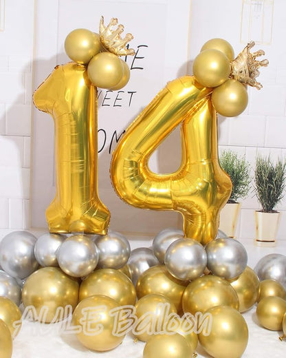 AULE 40 Inch Gold 14 Balloon Number Foil 0-9 Birthday Big Numbers | Birthday - Image 3