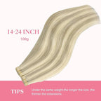 GOO GOO Tape in Hair Extensions Human Hair, 17A/60A Ash Blonde Highlighted Platinum Blonde, 20inch 100g 40pcs, Skin Weft Seamless Invisible, Silky Straight with Thick Ends, Remy Human Hair