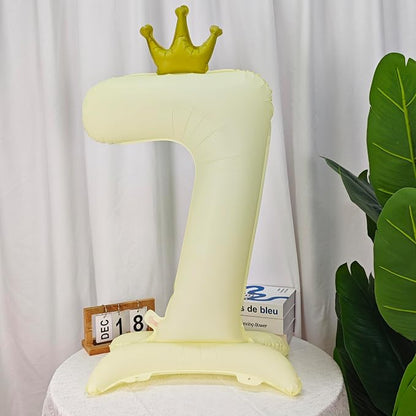 Standing White Crown Number 7 Balloon 40In Retro White Crown 7 Balloon | - Image 4