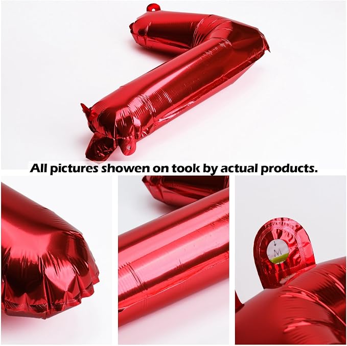 20 Pcs Red 16" Number Balloons 2 Sets 0-9 Foil Balloon Numbers Décor | Glossy - Image 2