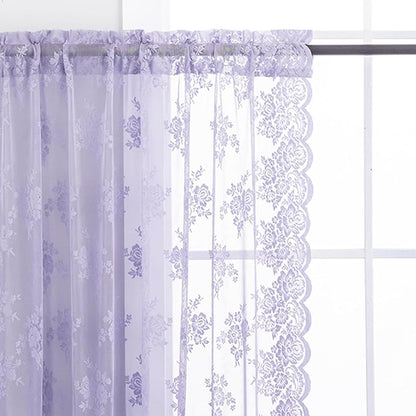 Kotile Light Purple Sheer Lace Curtains - Image 3