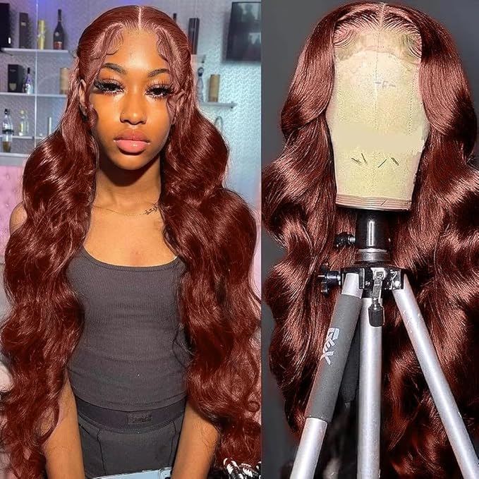 30 Inch Ginger Wig Human Hair 13X4 HD Transparent Lace Front Wigs Human Hair Pre Plucked with Baby Hair Chestnut Brown #33 Human Hair Wigs For Women
