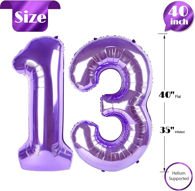 Purple Number 13 Balloon 40 Inch - Image 5