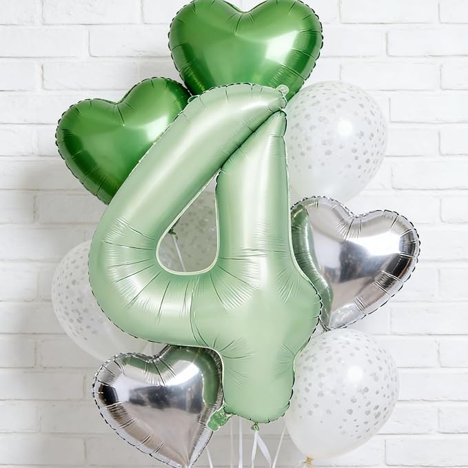 40" Olive green Number Balloon Helium Foil Mylar Balloon Birthday Digital 4 | - Image 4