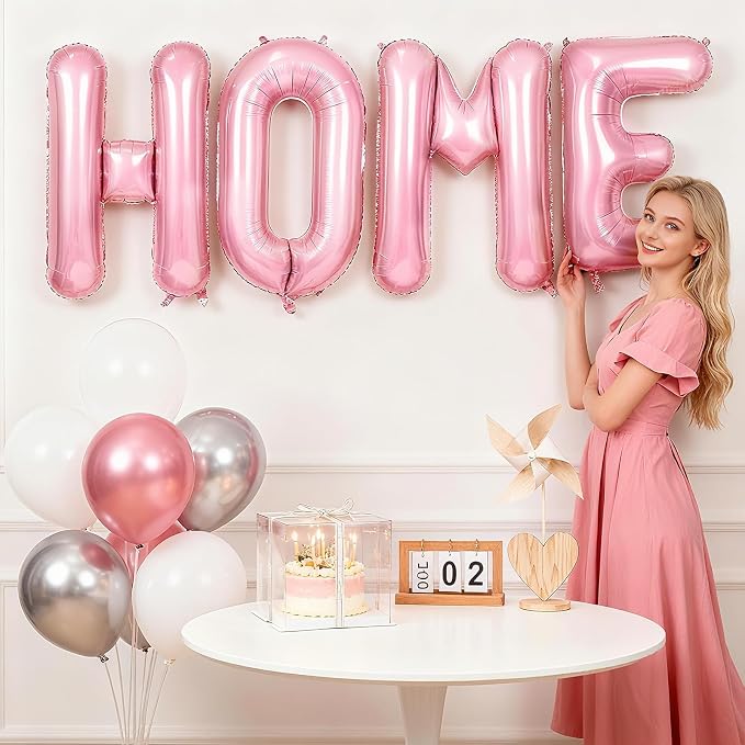 Pink HOME Balloons 40 Inch, Large HOME Letter Banner - Image 6