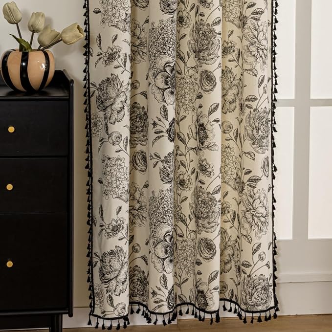 F-CHU Patterned Curtains for Living Room 90 Inch Length French Country Floral - Image 6