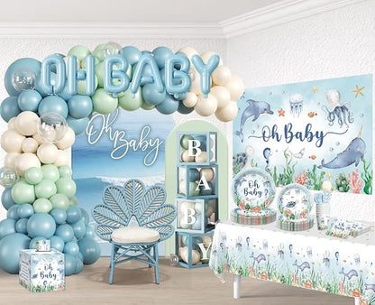 Cocomigo 347PCS Under the Sea Baby Shower Decorations Set Serves 25 | Includes - Image 3