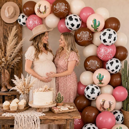 Cowgirl Balloons, 12 Inch Pink Brown Balloon - Image 6