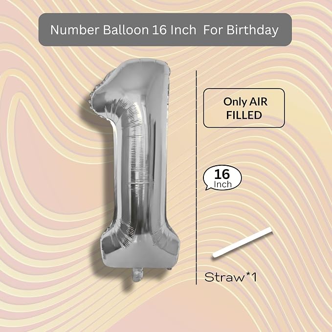 Blue Number Balloon 1 Mylar Foil Balloons 16 inch - Image 8
