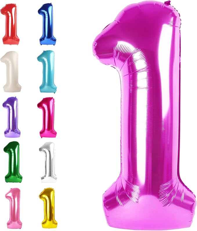 Rosy Purple Number 1 Balloon 40 inch, 1st Birthday Party Balloons Decoration | by Upgesy