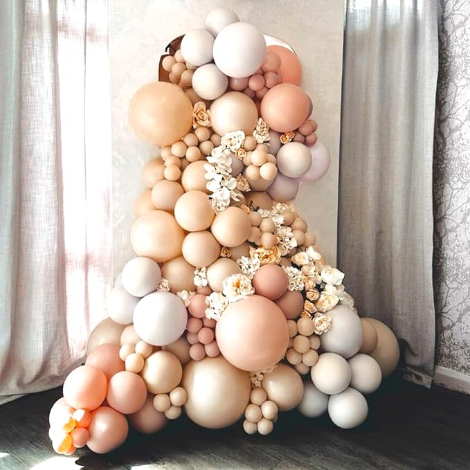 Awenztech 122pcs Nude Neutral Latex Balloons in 18 12 10 5 inches | Wedding - Image 8