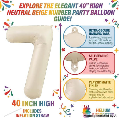40" Beige Foil Number 17 Balloon - Image 2