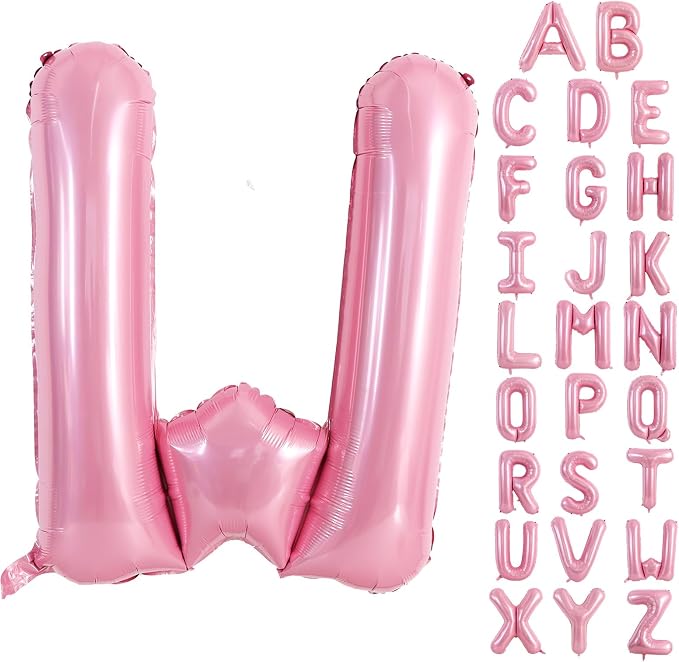 TONIFUL 40 Inch Large Pink Letter W Balloons Giant Foil Mylar Alphabet Balloon by TONIFUL