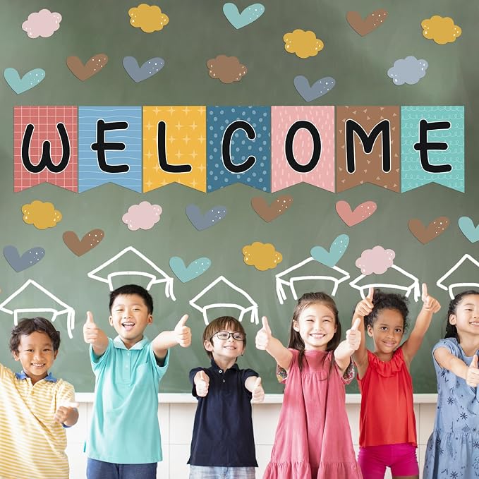 57pcs Boho Rainbow Welcome Banner Welcome Bulletin Board Set - Image 6