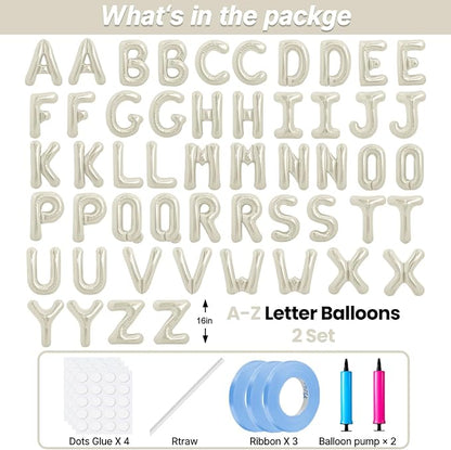 LIOZEOKUN Letter Balloons 16 Inch Alphabet A-Z Mylar Foil Balloons 2 Set - Image 2